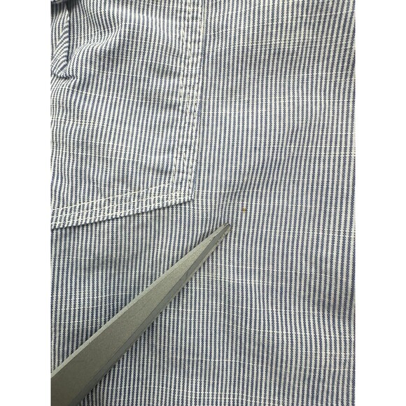 Burnside Shirt Mens Large Blue Striped Long Sleeve Button Up Pocket STAIN - Picture 10 of 10